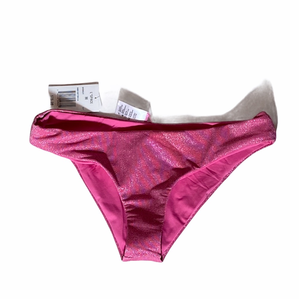 L*Space pink sparkly Bikini bottom. Size Medium